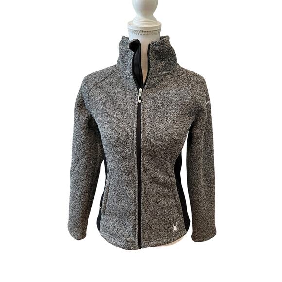 Spyder Constant Full Zip Sweater Fleece Hybrid Jacket Charcoal Heather S - Picture 2 of 10